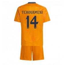 Real Madrid Aurelien Tchouameni #14 Bortedraktsett Barn 2024-25 Kortermet (+ korte bukser)